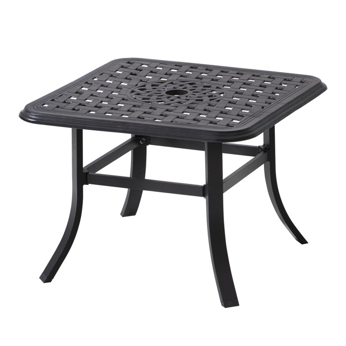 Alcott Hill® Cast Aluminum Patio Side Table Outdoor Square Antirust